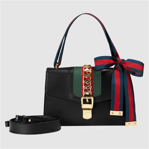 gucci sylvie leather shoulder bag black|gucci sylvie 1969 bag.